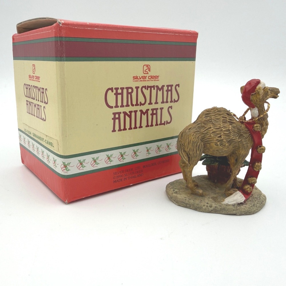 Silver Deer Christmas Animals Camel Figurine Tom Rubel Brown 1990 Vintage‎ Boxed